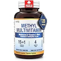 Herba Methylated Multivitamin with 500mg TMG & Methylated B Complex - 120 Capsules | 15 in 1 Formula | B Complex Vitamins for