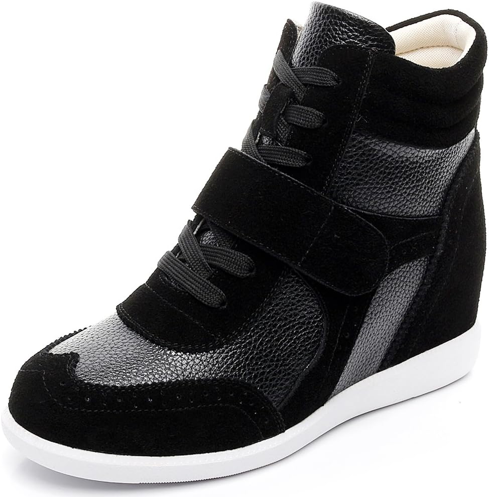 Women's Hidden Wedge Heel Elegant Hook Loop Comfortable Suede Fabric Trainers Shoes