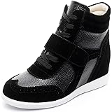 Women's Hidden Wedge Heel Elegant Hook Loop Comfortable Suede Fabric Trainers Shoes