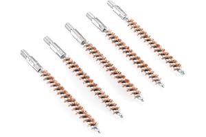 BOOSTEADY 5 Pcs Phosphor Bristle Bronze Bore Gun Cleaning Brush for Pistol Shotgun with 50 Professional Square Patches Multi-Caliber