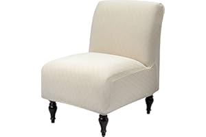 Iauddy Armless Accent Slipper Chair Cover Slipcover,Stretch Spandex Removable Jacquard Non-Slip Silp Cover for Accent Chair Without Arms Furniture Protector for Living Dining Room