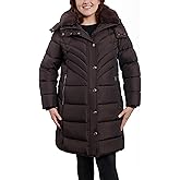 PLUS SIZE ZIP-FRONT HOODED HEAVY WEIGHT PUFFER JACKET WITH BUTTON-OFF FUR COLLAR