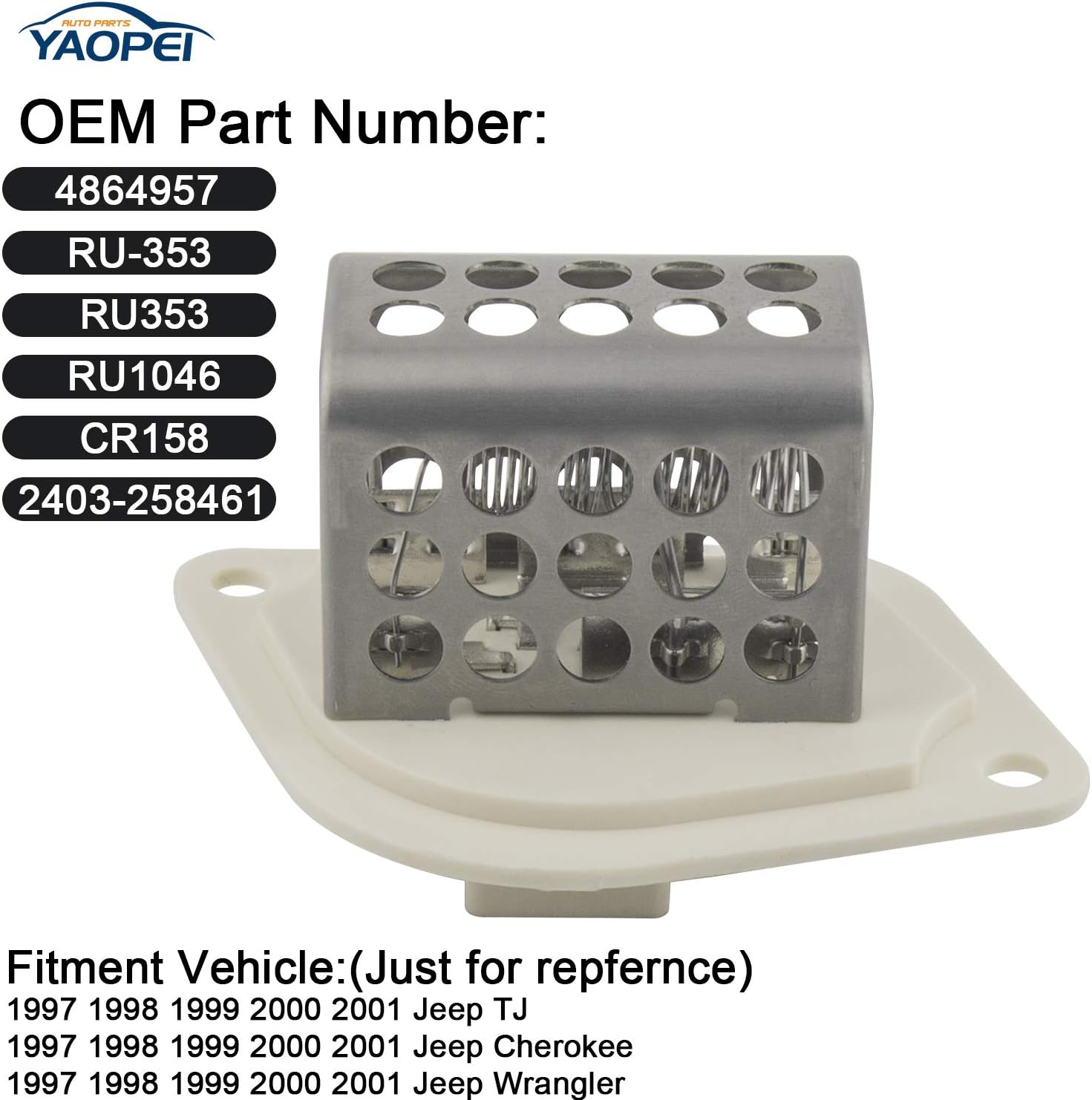 HVAC Blower Motor Resistor fits 1997 1998 1999 2000 2001 Jeep Cherokee
