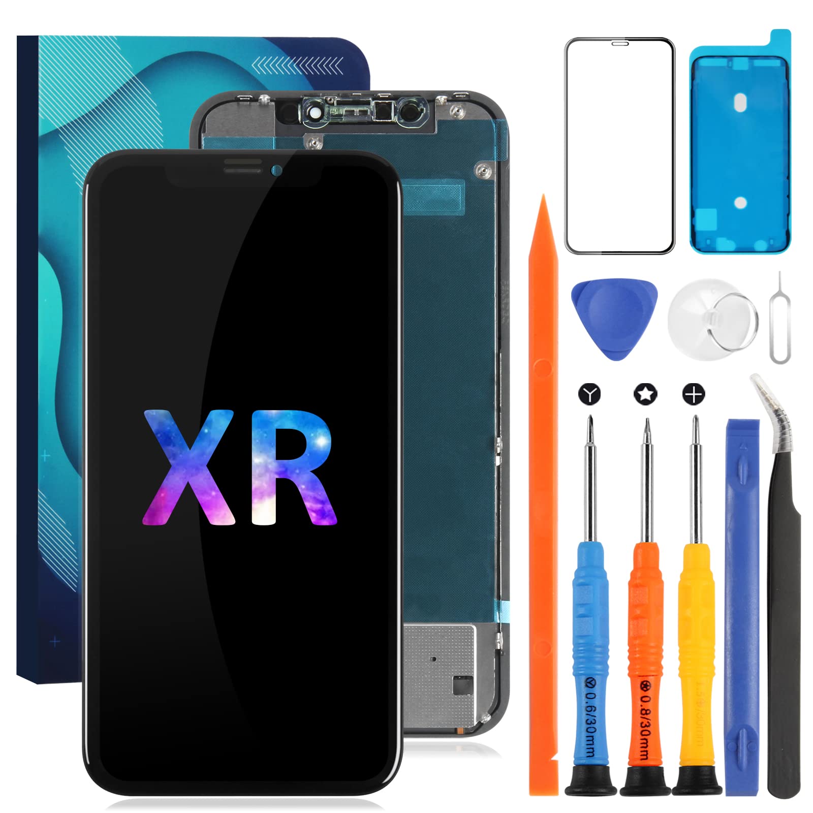 For iPhone XR Screen Replacement XR LCD For iPhone XR Display Touch Screen Glass A1984 Digitizer Sensor Assembly Kits (incell,Black)