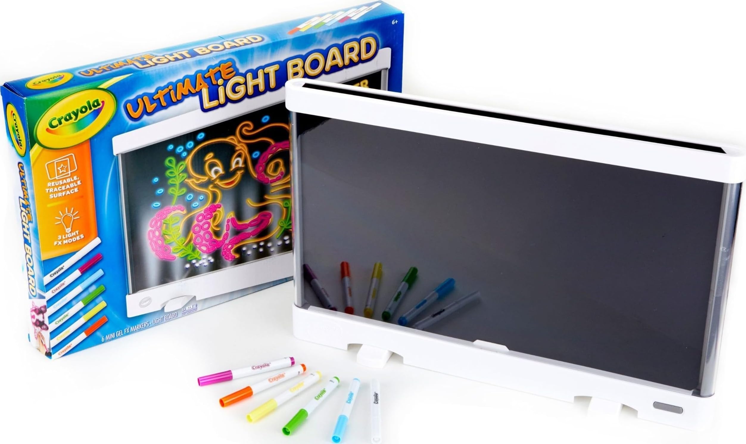 Crayola Ultimate Light Board - Blanco, Tableta de dibujo para niños, Regalos para niños, Tablero de dibujo LED, Proyector de arte para dibujar, Juguetes para niños y niñas, 6+
