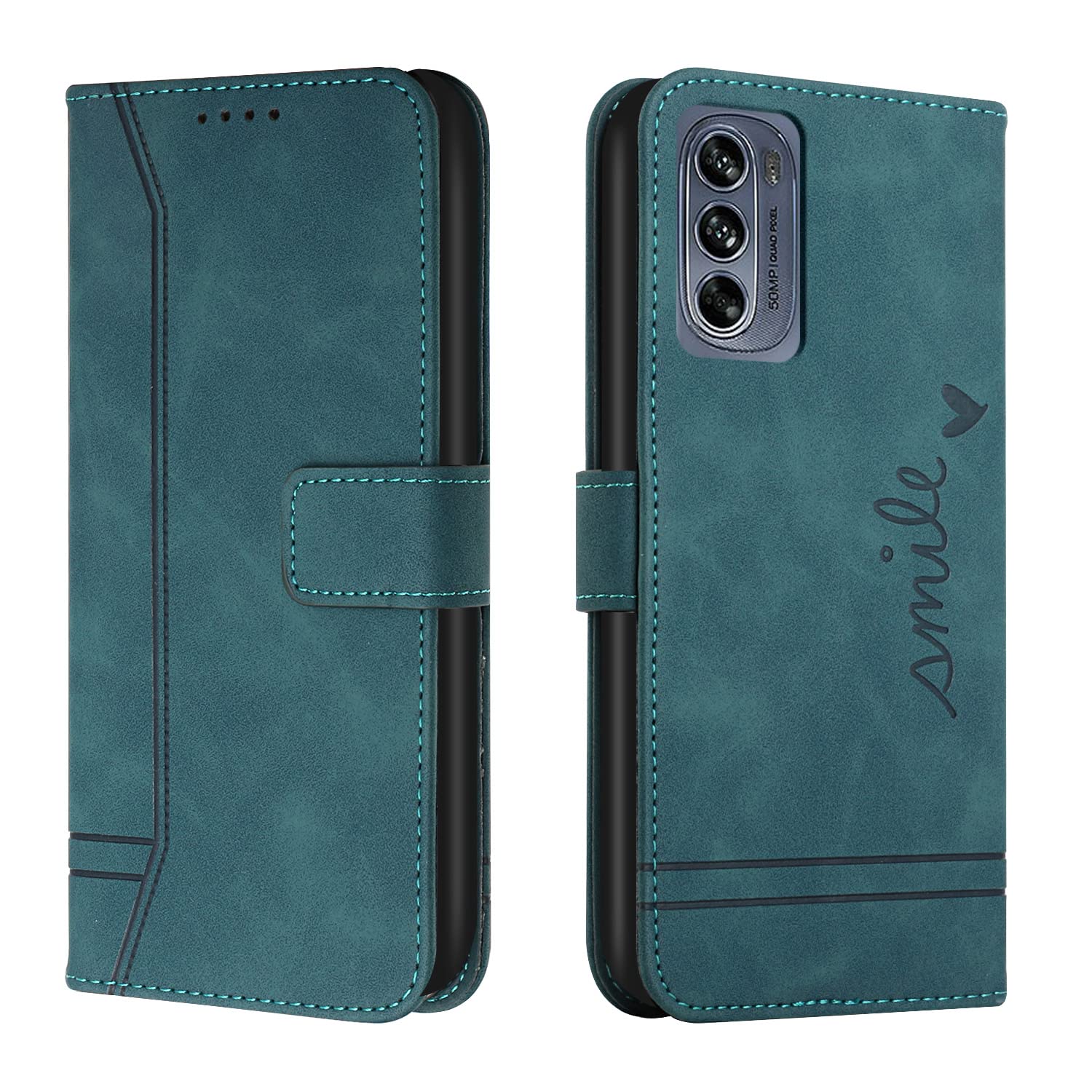 KBIKO-zxl Compatible with Motorola Moto G62 Case, Motorola Moto G62 Flip Wallet Leather Case with Card Slot Kickstand Phone Cases Cover for Motorola Moto G62.Green HX