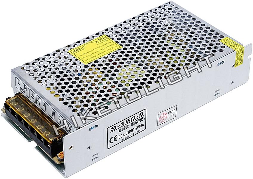 MAOTECH LED Power Supply DC Output 5V 30A 150W Aluminum Box Universal Regulated Switching Adaptor Transformer Driver AC Input 110/220V for 5V LED Strip Module CCTV