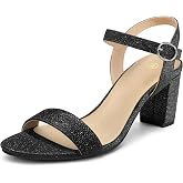 mysoft Women's Chunky Block Heel Open Toe Ankle Strap Heeled Sandals | 2.5 Inch Low Heel, Comfortable Dress Shoes, Adjustable Buckle, Latex Insole, Slip Resistant, Wedding Party