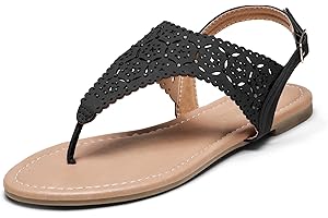 DREAM PAIRS Women's Rhinestone Casual Wear Cute Gladiator Flat Sandals Beach Dressy T-Strap Thong Sandals