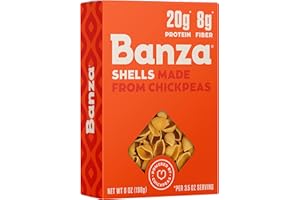 Banza Shells Pasta from Chickpeas - Gluten Free, High Protein, and Lower Carb Protein Shells Chickpea Pasta - 8oz