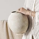 Large White Ceramic Vase - 9.8 Inch Rustic Farmhouse Vase for Home Decor, Minimalist Tall Vases for Living Room, Table, Bathroom, Holiday & Weddings (Sandstone Yellow)