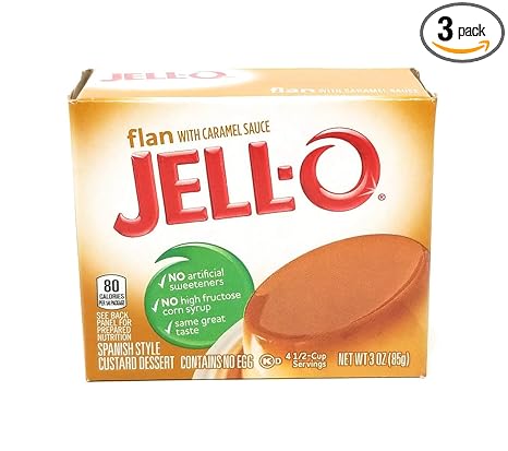 Amazon Com Jell O Flan Spanish Style Custard Dessert 3 Oz 3 Pack Icing Grocery Gourmet Food