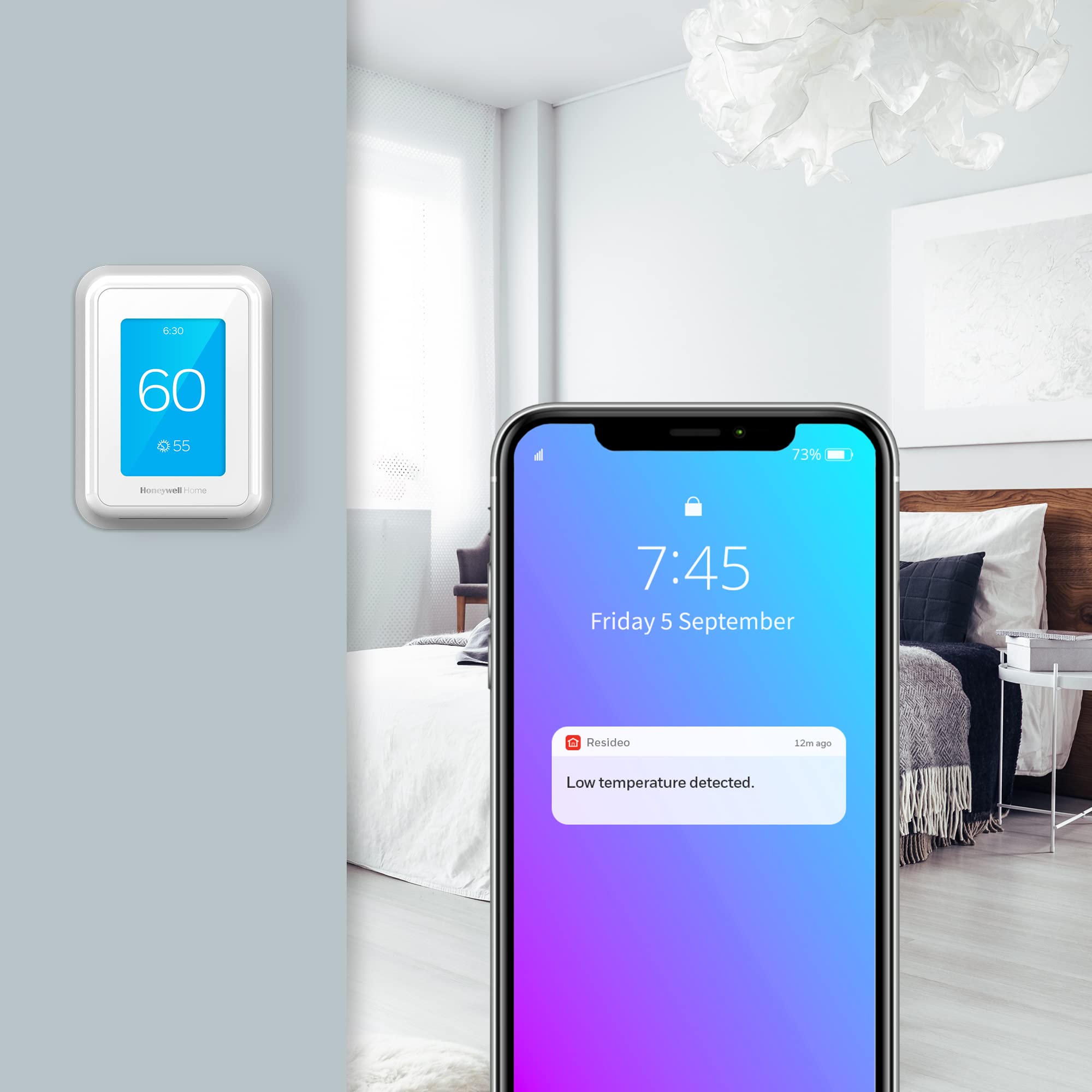 Honeywell Home T9 WIFI Smart Thermostat, Smart Room Sensor Ready, Touchscreen Display, Alexa and Google Assist - View 12