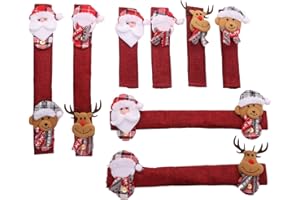 TYENAZA Refrigerator Door Handle Covers, 8pcs Christmas Adorable Snowman Microwave Handle Covers Protector for Kitchen Decorations