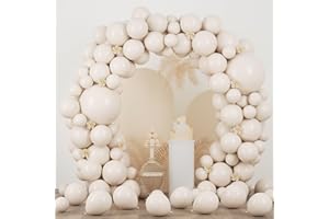 Voircoloria 90pack White Sand Balloons Different Size 18/12/10/5 Inch Sand White Balloon Garland Arch Kit for Wedding, Bridal, Baby Shower, Birthday, Graduation, Anniversary, Bachelorette Decorations