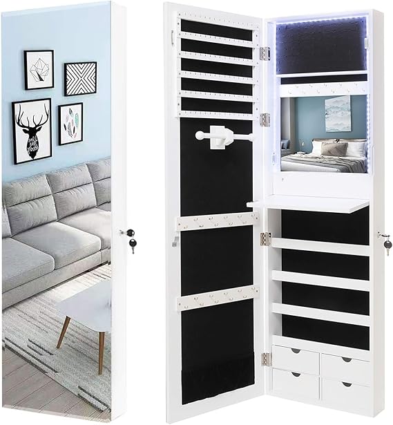 usikey - Armario para joyas con 80 luces LED, montado en la pared