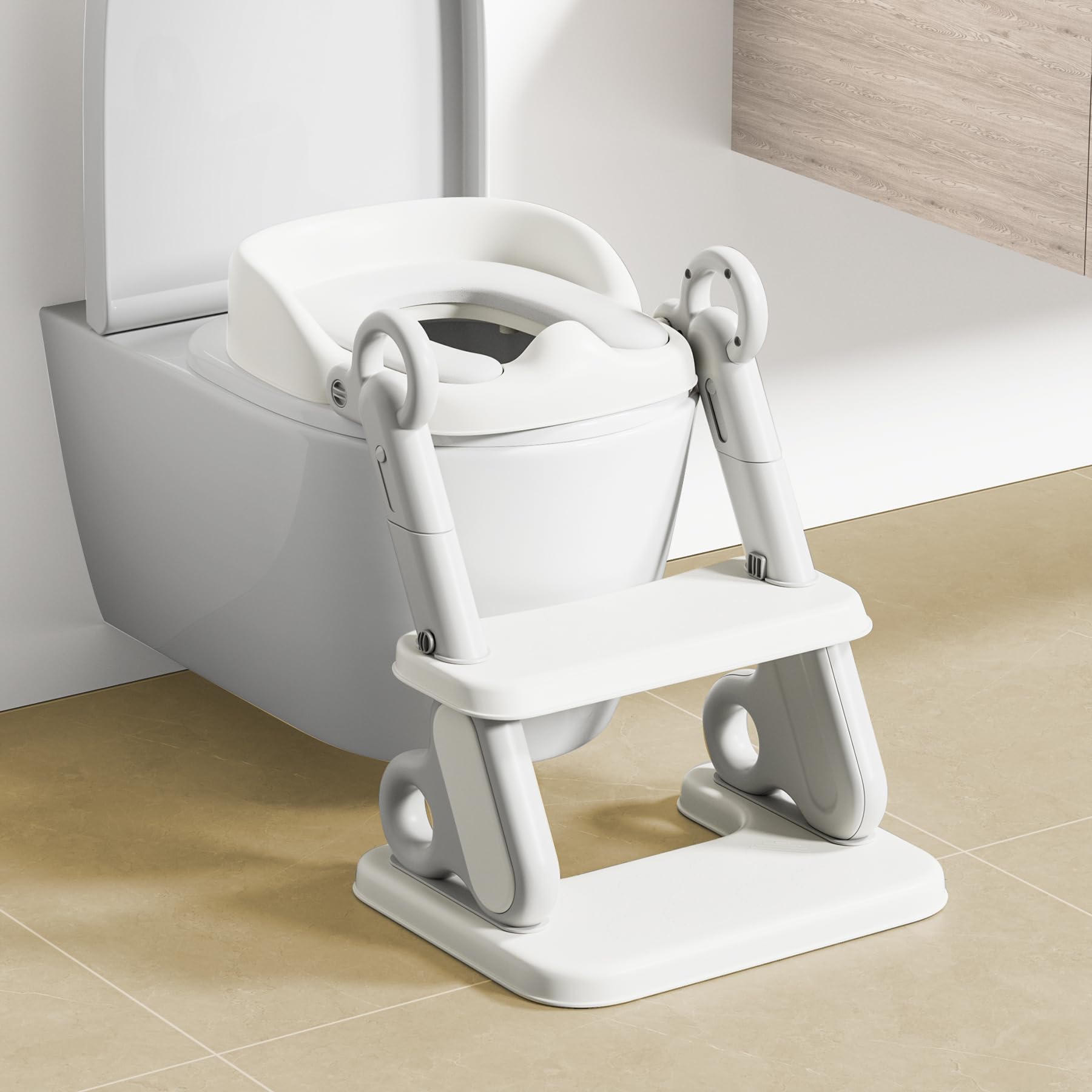 Photo 1 of 2 in 1 Potty Training Toilet Seat with Step Stool Ladder, Toddler Toilet Seat with Splash Guard & Anti-Slip Pad, Adjustable Potty Training Seat for Kids Boys and Girls