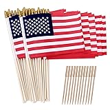 100 Pack 8x12 Inch American Flags on Stick, US