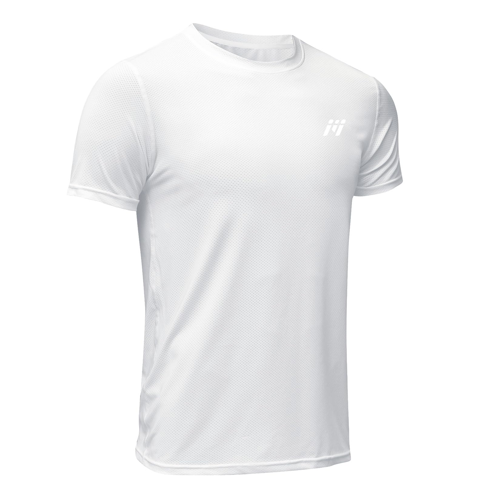 MEETWEE Men's Sport T-Shirt, Breathable Cool Dry Mesh Base Layer Tops Short Sleeve Running Top Gym Shirt, White, XXL