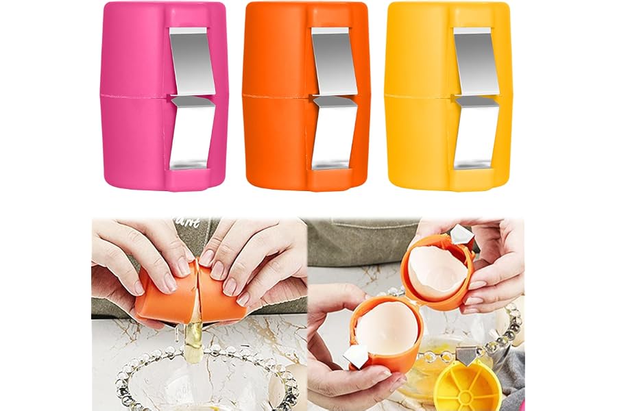 Egg Shell Opener Egg Separator for Raw Eggs,Hard Boiled Egg Peeler Egg Cube Egg Separator,Quickly Cutting Off Cooked Eggs,Stainless Steel Eggshell Breaker Egg Shell Cutter Kitchen Gadgets