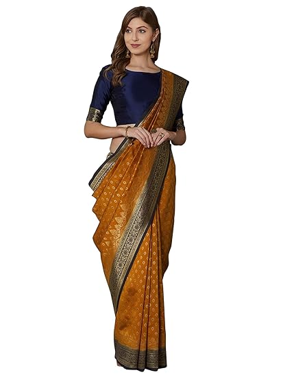 Women's Woven Cotton Silk Saree with Blouse Piece (GNG2200_ Saree_Free Size)