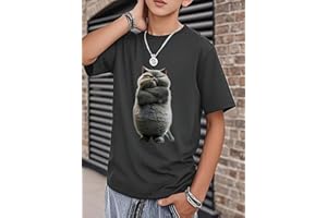 Boys Graphic Animal Short Sleeve T Shirt, Crewneck Tee Crew Neck Kids Summer Fashion Top