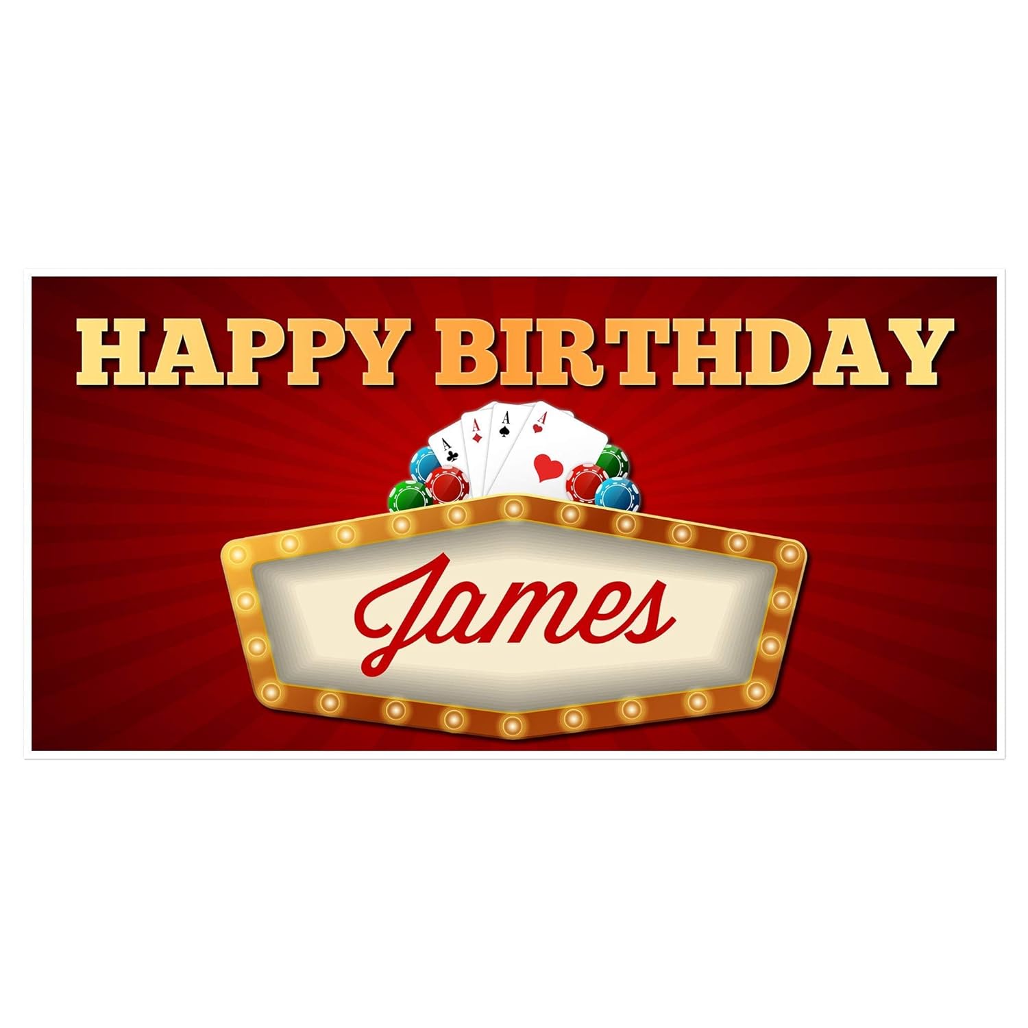 Casino Vegas Birthday Banner Personalized Party Backdrop Decoration