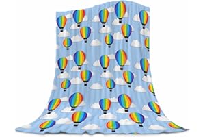 UBNLKTO Cartoon Hot Air Balloon Blanket Flannel Throw for Kid Boys Girls Lightweight Cozy Couch Bed Soft and Warm Plush Blanket for Sofa and Bed 50"x60"