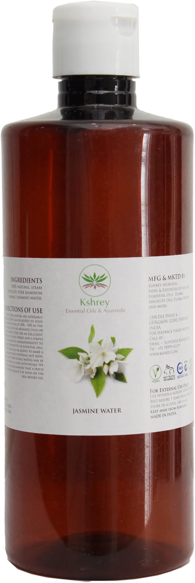 Kshrey Ayurveda Pure and Natural Steam Distilled Jasmine Floral Water (500 ml)