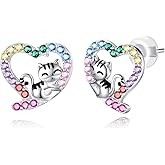 Hypoallergenic Sloth/Panda/Koala/Cat Stud Earrings for Girls Women 925 Sterling Silver Colorful Animal Heart Earring Studs for Sensitive Ears Sloth Jewelry Gifts.
