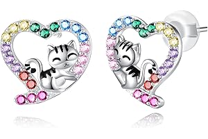 COMORE Hypoallergenic Sloth/Panda/Koala/Cat Stud Earrings for Girls Women 925 Sterling Silver Colorful Animal Heart Earring Studs for Sensitive Ears Sloth Jewelry Gifts.