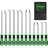 12-Piece Pick and Hook Tool Set, Automotive Mechanic Tools, Car Auto Oil Seal/O-Ring Seal Hook Kit, Mini &amp; Long Precision Hooks for Hoses, Gaskets, Seal Puller Removal