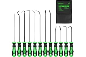 SWANLAKE GARDEN TOOLS 12-Piece Pick and Hook Tool Set, Automotive Mechanic Tools, Car Auto Oil Seal/O-Ring Seal Hook Kit, Lock Pick Set, Mini & Long Precision Hooks for Hoses, Gaskets, Seal Puller Removal