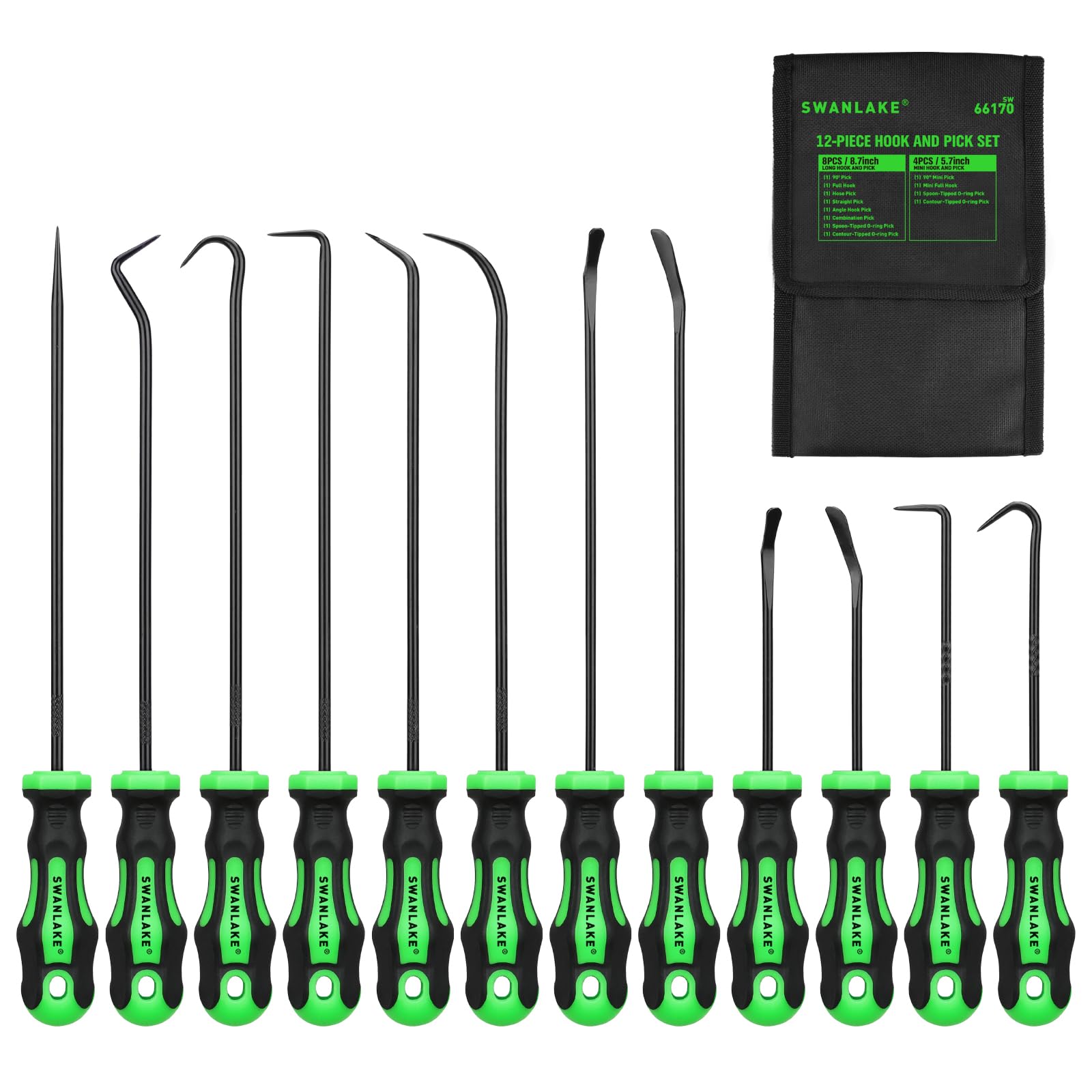 Photo 1 of 12-Piece Pick and Hook Tool Set, Automotive Mechanic Tools, Car Auto Oil Seal/O-Ring Seal Hook Kit, Lock Pick Set, Mini & Long Precision Hooks for Hoses, Gaskets, Seal Puller Removal
