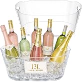 Lifewit 13L Plastic Ice Bucket for Parties 2 Pcs, BPA Free | Large Capacity, Comfortable Handle, Drop-Resistant &amp; Shatterproof PET Beverage Tub for Outdoor Cocktail, Mimosa &amp; Soda Bar