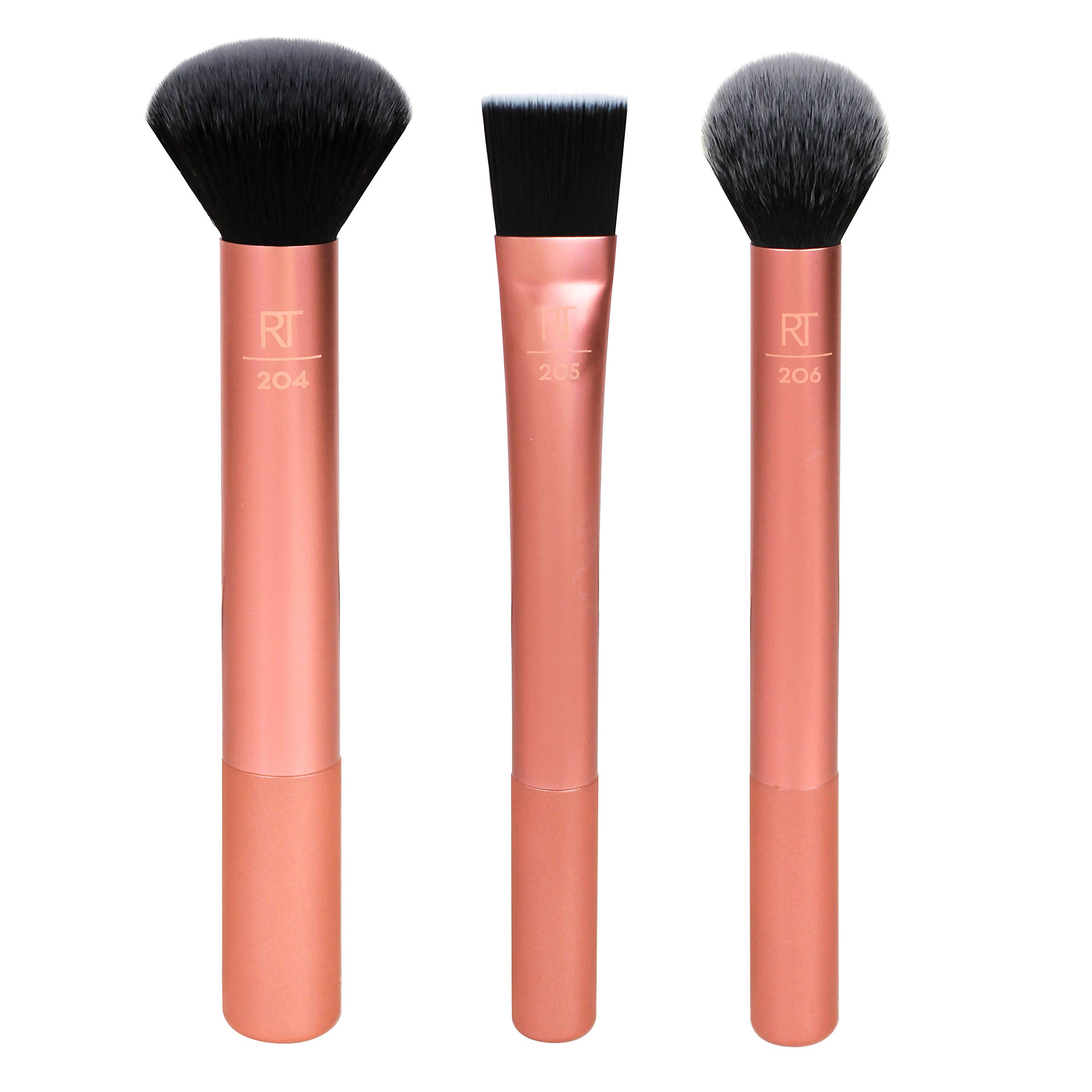 Photo 1 of Real Techniques Flawless Base Makeup Brush Kit 2.0, Face Brush Set for Liquid, Cream, & Powder Products, Bronzer & Foundation, Streak Free Makeup Application, Soft Synthetic Brushes, 3 Piece Set
