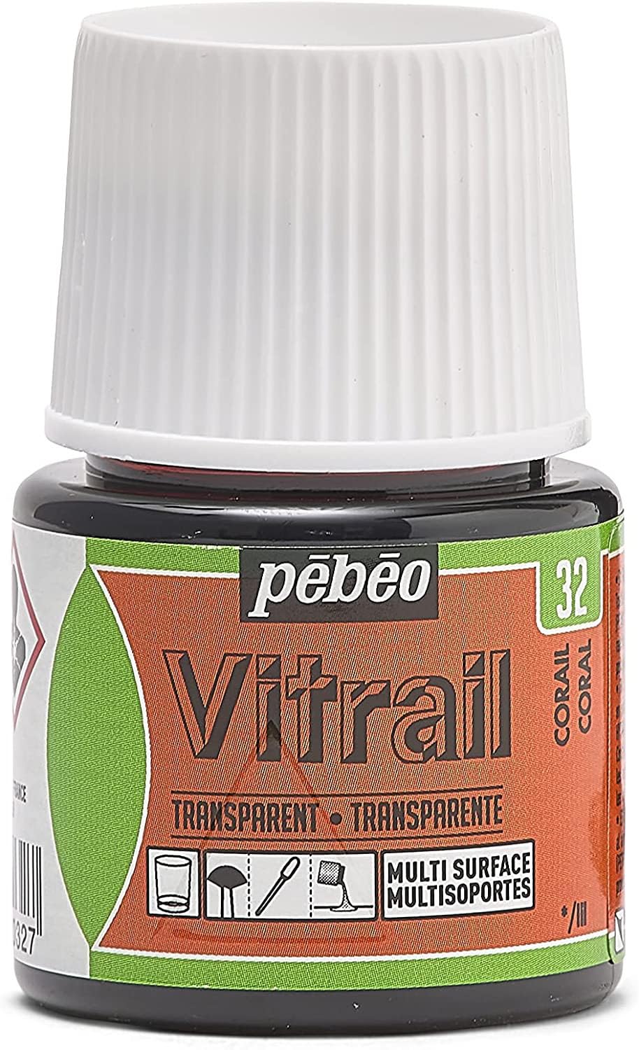 Pebeo Vitrail Stained Glass Effect Glass Paint 45-Milliliter Bottle, Salmon,Salmon, orange