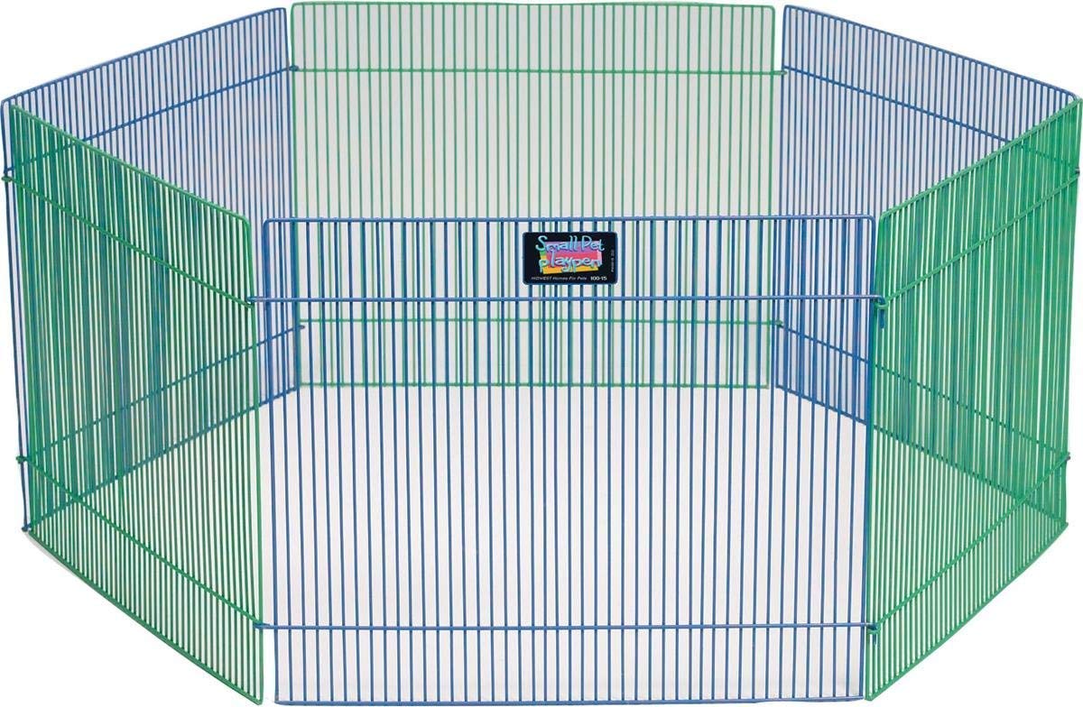 Small Animal Pet Playpen/Exercise Pen, Blue and Green,1 Count (Pack of 1), Small Animal Playpen
