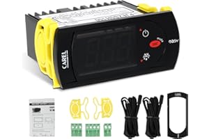 ANRAIN Carel Temperature Controller PJEZS0H100, Digital Thermostat with Temperature Sensor Probe, 115V, Compatible with Carel and All Refrigerator Types, Mounting Hardware and Instructions, Original OEM