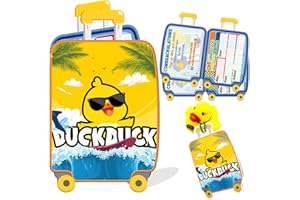 WAXVERY Duck Tags, Cruising Rubber Duck Tags, Duck Tags for Cruising, Duck Game Card, 35 Pack, Suitcase Shape Design Cruise Duck Tags with Hole and Rubber Bands(Yellow)