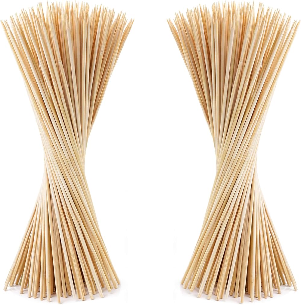 G4GADGET 150 Bamboo Skewers 30cm for BBQ Fondue Cocktail Party