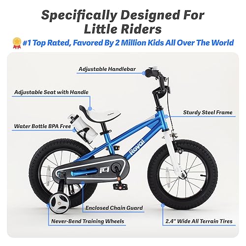RoyalBaby Freestyle Toddlers Kids Bike 12 Inch Childrens Learning Bicycle  with Training Wheels Boys Girls Begi