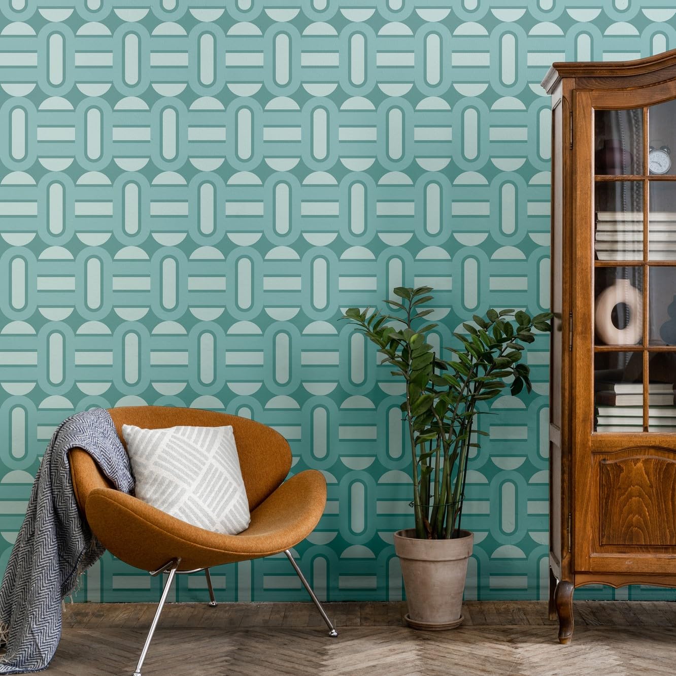 A.S. Création Retro 70's Shapes Wallpaper Turquoise/Blue/Light Blue Retro Chic 395364 8.50m x 0.53m Paste The Wall
