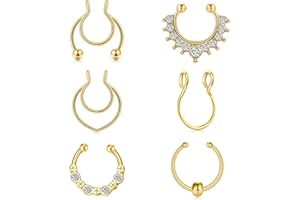 QWALIT Fake Septum Ring Fake Septum Piercing Faux Septum Nose Rings Fake Nose Ring Septum Fake Septum Nose Ring Clip On Septum Nose Ring Faux Septum Piercing Fake Septum Hoop Fake Septum Jewelry