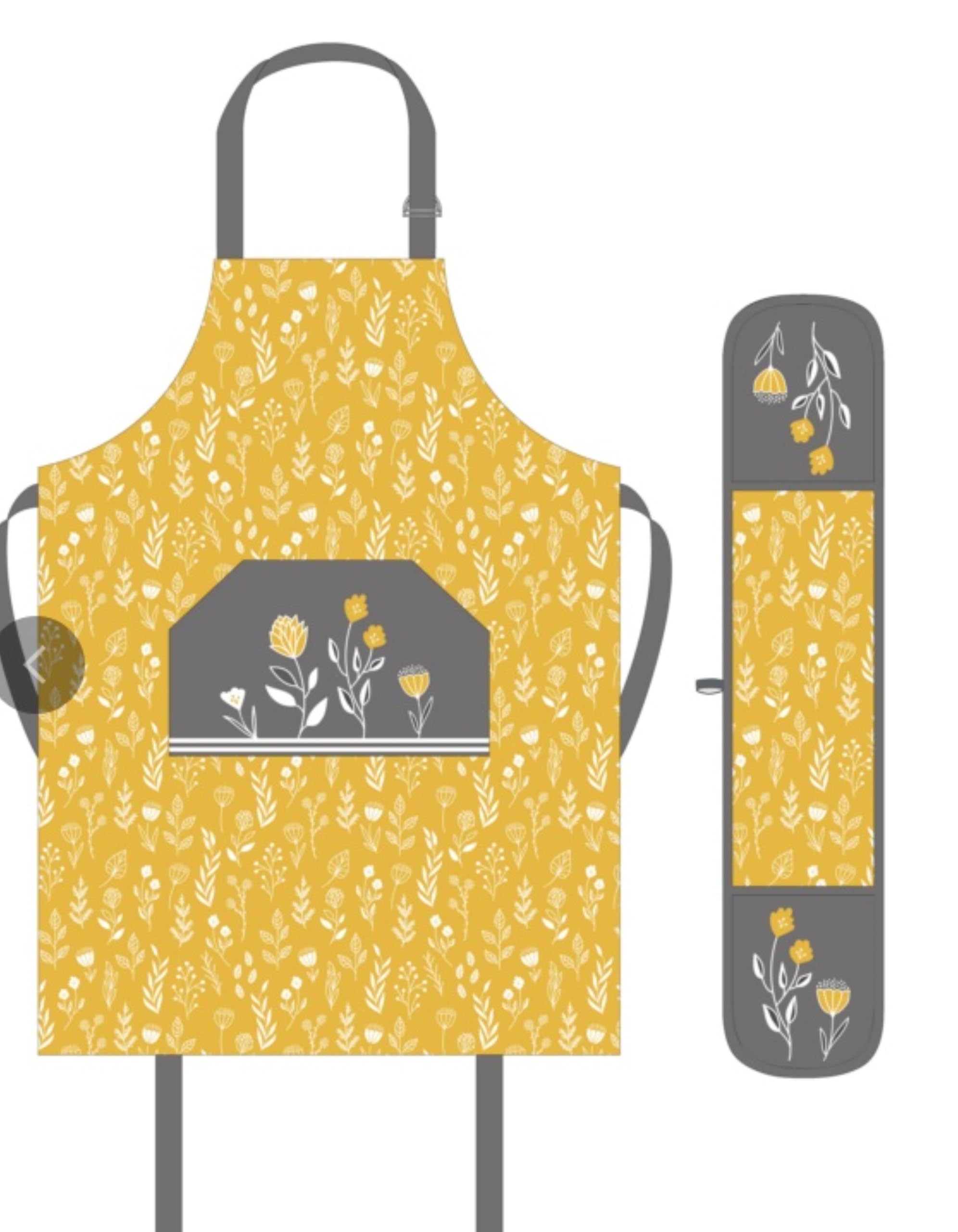 SiXsigma Sports Cooking Chefs Apron With Double Oven Gloves - Quick Dry Kitchen Cotton Aprons For Cooking, Baking & BBQ Grill - Perfect Mothers Day Gifts For Baking Lovers (Mustard)