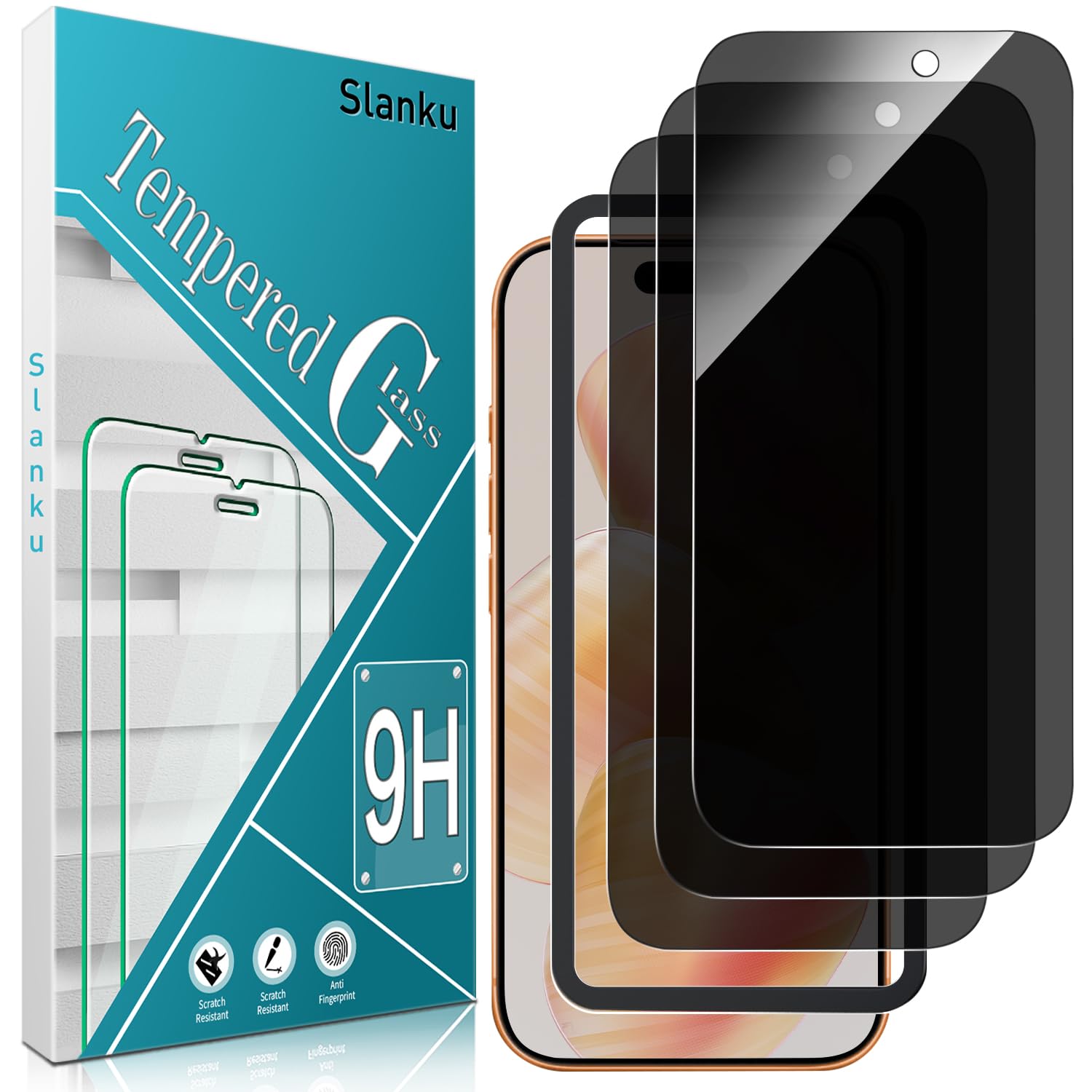 Slanku [3 Pack for iPhone 17 Pro Max Privacy Screen Protector with Installation Frame, [Anti Spy], [Tempered Glass], Full Coverage, Case Friendly