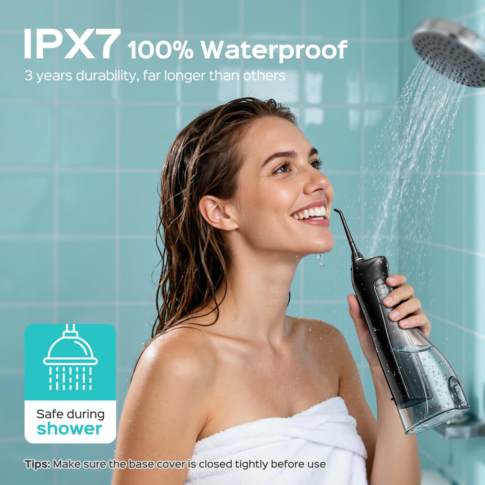 COSLUS Water Dental Flosser for Teeth Cordless: 2025 Upgraded Portable Oral Irrigator 300ML 5 Jet Tips Rechargeable Tooth Flosser Teeth Braces Pick IPX7 Waterproof Irrigation Cleaner for Travel Home