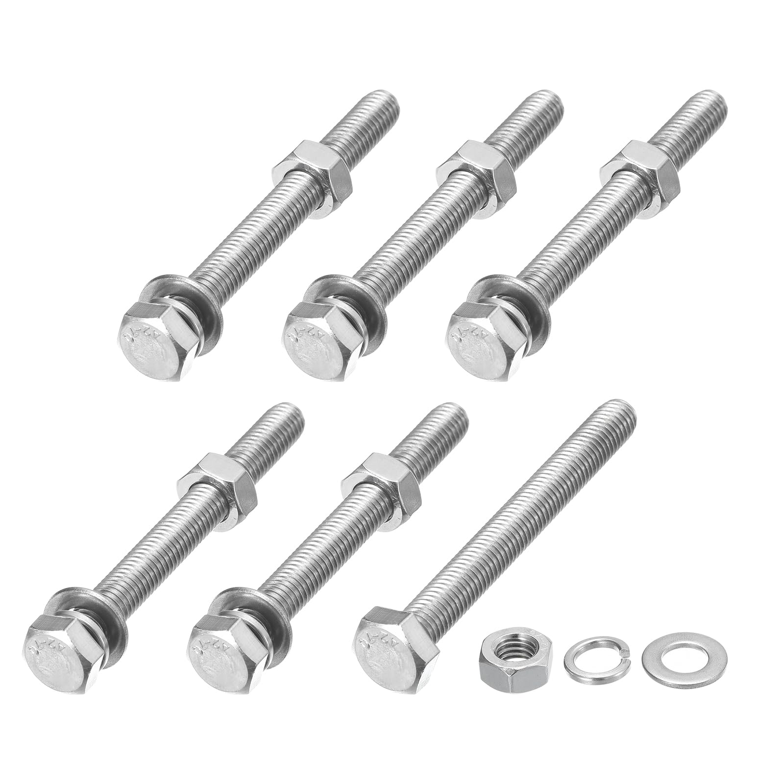METALLIXITY Hex Head Screws Bolts, Nuts, Flat & Lock Washers Kits (M8-1.25x75mm) 6 Set, Stainless Steel Fully Threaded Machine Screws Bolt Set - for Home Appliance Equipment โ image 1