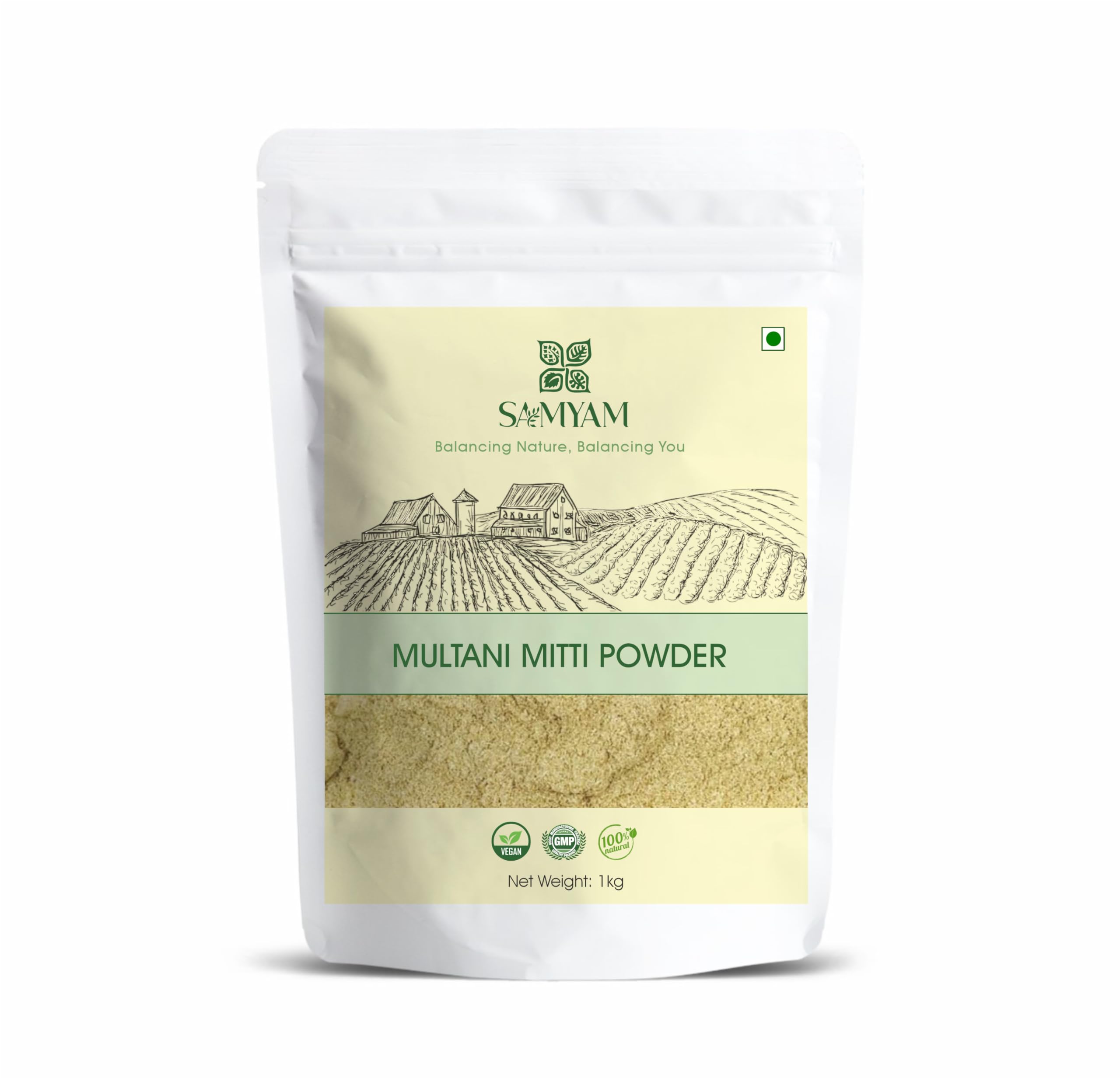 SAMYAM Multani Mitti Facial Skin Cleanser Powder - 1Kg | Fuller's Earth, Bentonite Clay, Indian Healing Clay