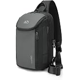 Mens Sling Bag RFID, Crossbody Bag Men for 14-inch Laptop Travel | 6L and 8L, Waterproof Sling Bag, Anti Theft Sling Bag for Travel,YKK Zippers, Shoulder Backpack, Adjustable Strap